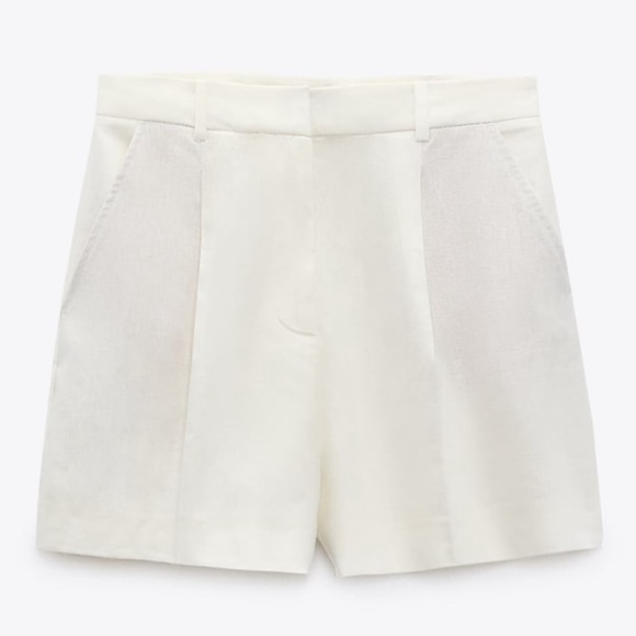 New Zara High Rise Linen Blend Shorts Size M - Picture 2 of 9